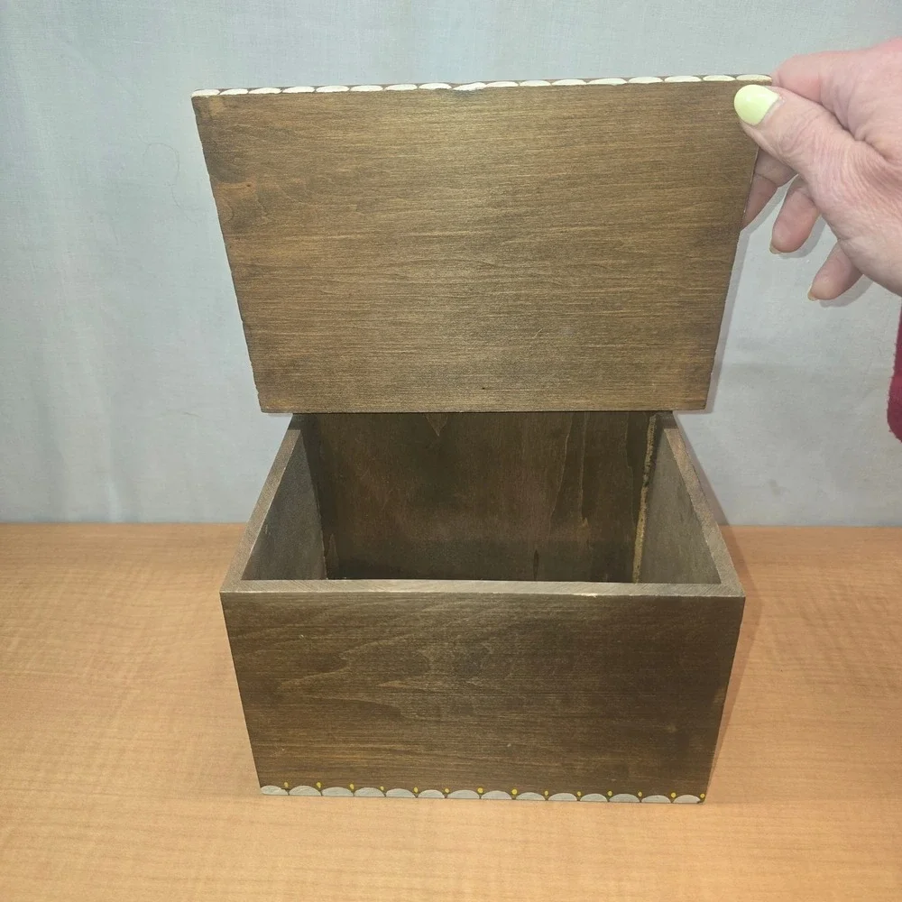 Wooden Hanging Primitive Farmhouse Recipe Card Holder‎ Box Matches Apple Jelly